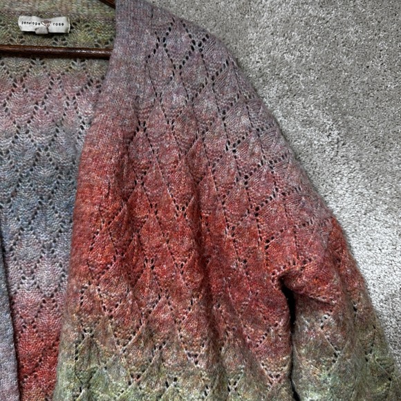 Penelope Rose Ombre Knit Open Front Cardigan Sweater XL Boho Cozy Cottagecore - Picture 5 of 13